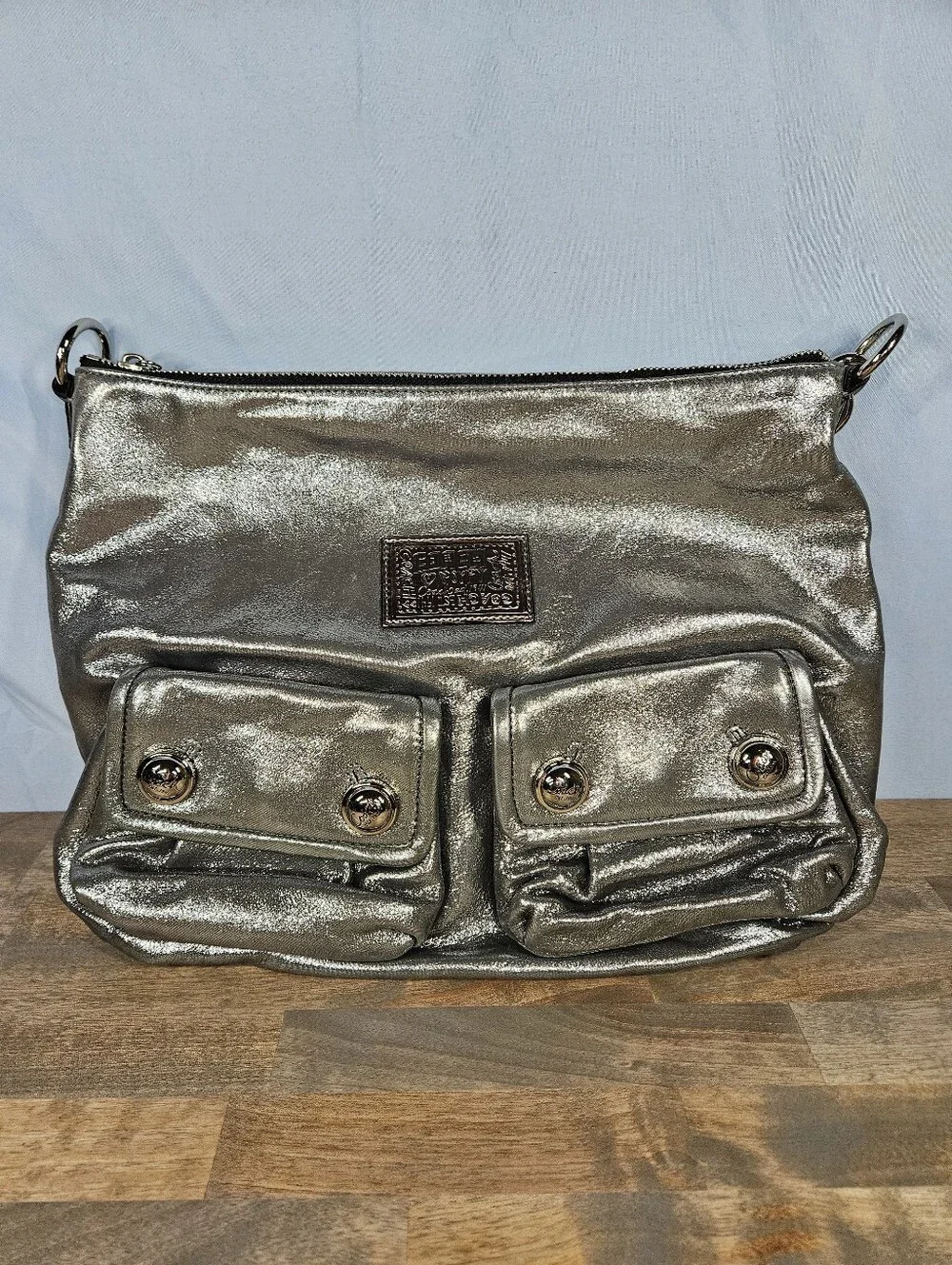 Coach Poppy Metallic Double Pocket Hobo